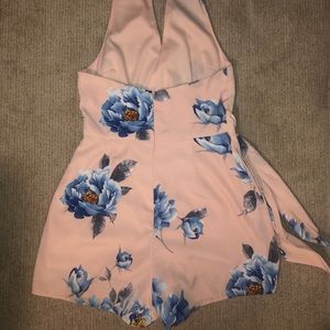 Pink & blue floral romper